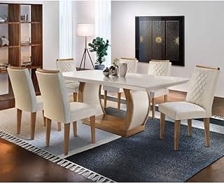 Conjunto de mesa e cadeiras de jantar branco Kate Siena Moveis com design elegante