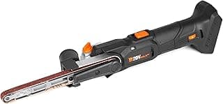 Lixadeira de arquivos WEN 20437BT 20V Max sem fio, preto e laranja, com lâmina marrom