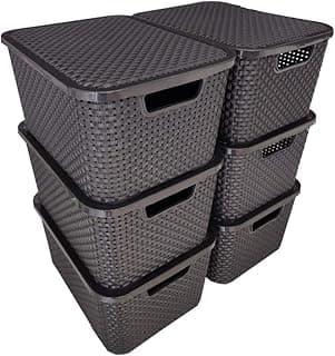 Kit de 4 caixas organizadoras de vime cinza 20 litros