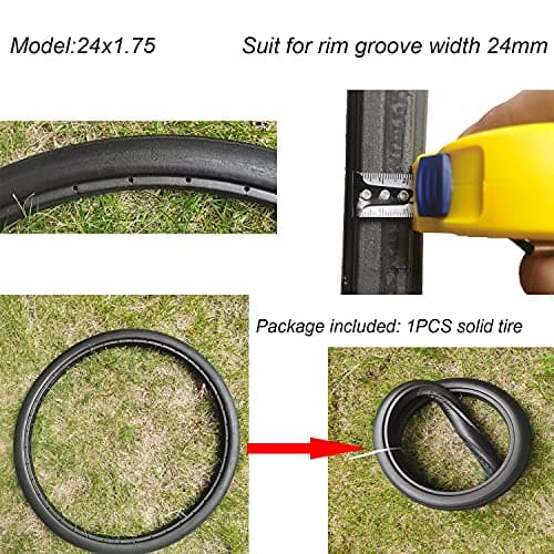 BAIBIKING Pneu de bicicleta de 60 cm Pneu não pneumático sólido pneus de bicicleta sem ar antiderrapante para bicicleta de estrada 24 x 1,75 (24 x 1,75 para bicicleta)
