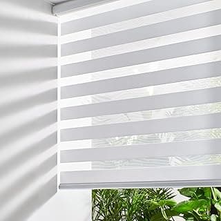 Persiana zebra branca com filtro de luz, cortina de rolo transparente para janela