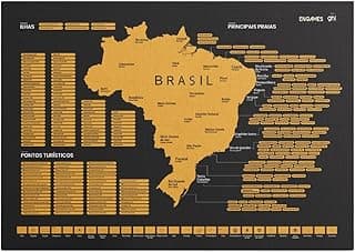 Mapa de Raspar Viagem Raspadinha Visitados Países Cidades Ilhas Bandeiras Pontos Turísticos Passeios Scratch Map (Mapa do Brasil)