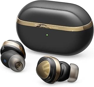 Fones de ouvido SoundPEATS Opera05 com cancelamento de ruído, Bluetooth 5.3, estojo de carregamento preto e dourado