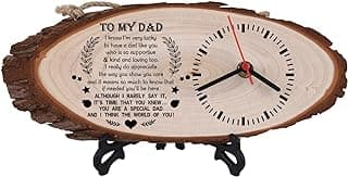 Relógio de parede de madeira com gravação personalizada para o pai, mensagem de amor, branco e marrom claro