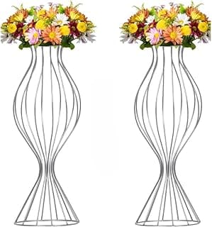 Kit 2 vasos torneados prateados 60cm com arranjo floral colorido