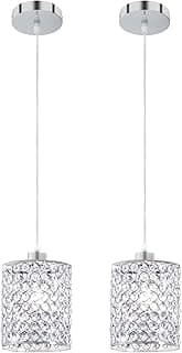 Luminárias pendentes de cristal cromado, 2 unidades, para cozinha, ilha, banheiro, sala de jantar, bar