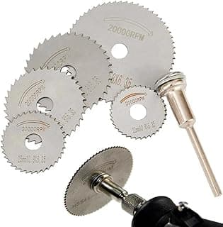 Kit Disco Jogo de Lâmina de Serra Circular de Aço HSS e Haste para Retífica, Dremel, Furadeira E Parafusadeira 6 Peças - Para Madeira, PVC, Plastico e Aluminio e Metais.