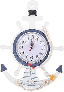 Relógio de parede náutico com âncora Toyvian, estilo praia, 33 cm