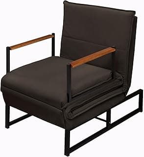 Poltrona Moderna Versati Estofada Descanso do Papai Conforto Premium Reclinável Puff Vira Cama Solteiro Luxo Puff Retrátil Macia Extensão Sala E Quarto Pés Em Aço Escritorio (Marrom)