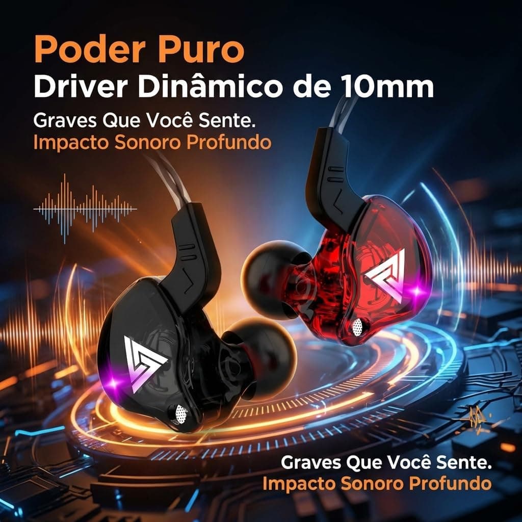 Fone de Ouvido QKZ AK6 Intra-Auricular, Driver Dinâmico de 10mm, Graves Potentes e Cabo Fixo – Perfeito para Músicos e Gamers AlverSun (PRETO)
