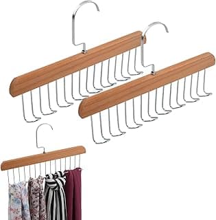 Kit de 2 cabides de madeira com ganchos giratórios para organização de roupas, estilo rústico