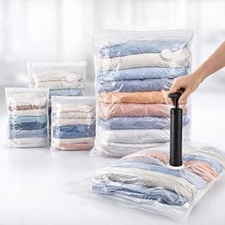 Kit de 5 sacos a vácuo com bomba manual para compactação de roupas