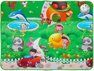 Tapete de atividades infantil com temas de zoológico e dinossauros, 120x90cm, proteção térmica almofadada, estampas coloridas