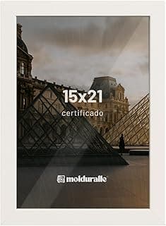 Porta-retrato 15x21 certificado com moldura de madeira branca e vidro, marca Molduralle.