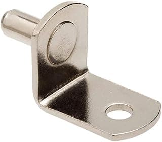 Suporte de 5 mm com orifício em aço inoxidável, acabamento em níquel, ângulo frontal, fundo branco
