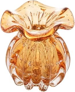Vaso de vidro âmbar e dourado WOLFF, 10cm x 11cm, ideal para decoração de mesa e casamentos