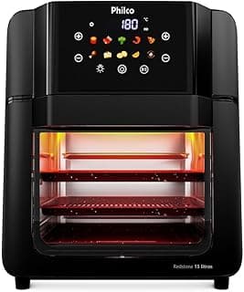 Fritadeira de ar Philco Redstone 15L com compartimento de vidro e controles touchscreen