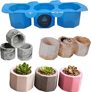 Molde de silicone para vasos de plantas suculentas em várias cores, com plantas suculentas dentro