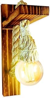 Arandela de parede retrô rústica com luz incandescente e corda
