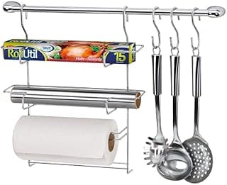 "Suporte para Utensílios 6 peças para Fixação na Parede, inclusos Barra Orgazinadora e Kit Instalação, Cook Home - Arthi"