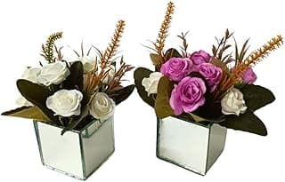 Kit 2 Vasos De Rosas Artificiais Decorativas Espelhadas Luxo