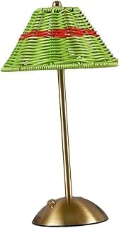 Luminária de mesa sem fio verde com base dourada