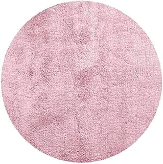 Tapete redondo rosa 1,00m pelo macio antiderrapante para quarto, sala ou escritório
