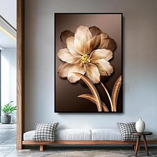 Quadro decorativo sépia floral romântico com moldura preta retangular para sala, quarto e hall de entrada