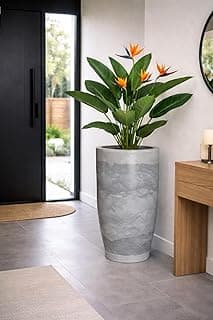 Vaso grande polietileno marmorizado grafite 48cm com planta