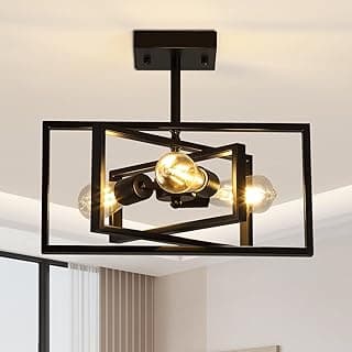 Luminária de teto preta moderna com 3 luzes, estilo industrial, para cozinha, hall de entrada ou corredor.
