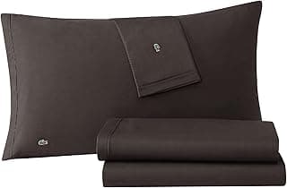 Conjunto de cama Lacoste 100% algodão percal, liso, cinza escuro, 4 peças, Queen