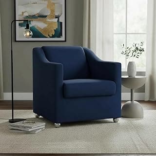 Poltrona Decorativa Mila Confortável Para Sala Recepção Consultório Escritório Manicure Cadeira Reforçada Para Sala De Espera Pés Cromado - Clique E Decore (Azul Marinho)