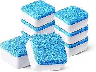 Kit com 12 pastilhas de limpeza para máquina de lavar roupa e louça, azuis e brancas