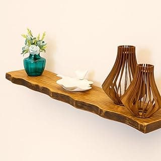 Prateleira Em Estilo RúStico De Madeira MaciçA — Prateleira Suspensa Com Bordas Irregulares (Profundidade De 14 Cm) — Ideal Para Salas De Estar, Quartos, Cozinhas E Banheiros(80 x 14 cm)