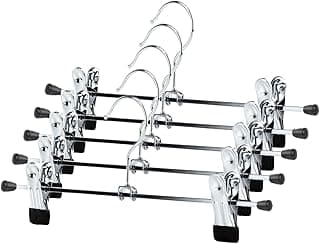 Kit 20 cabides presilha metal cromado premium reforçado para saia, calça, bermuda e vestido