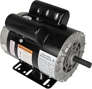 Motor elétrico monofásico 3Hp com rótulos de advertência e especificações técnicas.