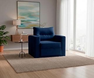 Poltrona Cama Solteiro Retrátil Marisol Veludo Sofisticado (Azul)