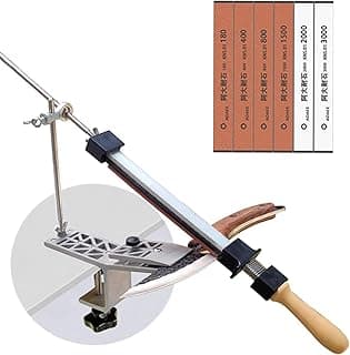 Afiador de facas profissional com 6 pedras de afiar, design giratório de 360°, conjunto de afiar facas de chef de cozinha de ângulo fixo, ferramenta de sistema de aderência de moagem.