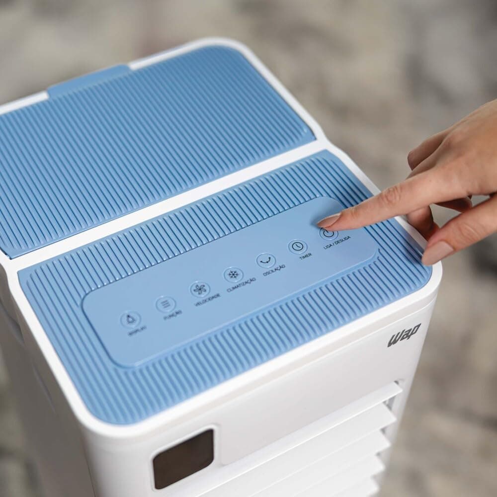 WAP Climatizador de Ar Torre CONTROL DIGITAL 3 em 1 - Climatiza, Umidifica e Ventila, Painel Touch, Controle Remoto e Blocos para Congelamento 220V