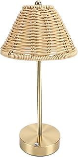 GLOGLOW Abajur de Mesa Em Rattan Trançado Estilo Boho Com Porta USB, Luminária de Cabeceira Em Vime para Quarto, Sala de Estar, Luz de Leitura para Berçário e escritório.