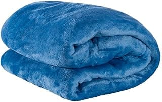 Cobertor Manta Microfibra Solteiro Azul com Toque Aveludado