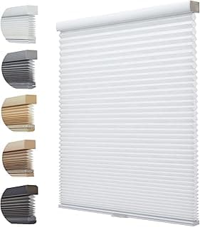 Persilux Persianas de colmeia para janelas, persianas celulares sem fio, filtro de luz, isolamento térmico, para casa, branco sol, 86,36 cm L x 152,4 cm A