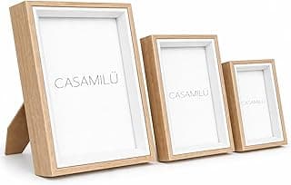 Kit 3 Porta Retrato Madeira MDF 10x15 15x20 e 20x25 CASAMILU Garden Cristal PMG | Inspiração Premium Elegante Sofisticado Decorativo Moderno Minimalista Clássico Resistente Presente Criativo Sala Quarto Escritório