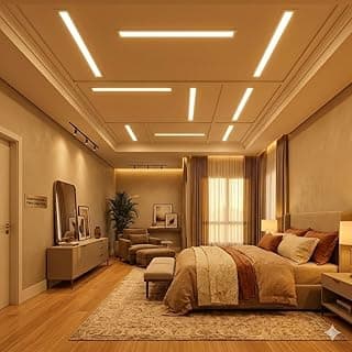 Luminaria Plafon Painel LED Slim de Embutir 36W 3000K Retangular 12x122 Branco LED para Teto de Gesso Luz Amarela Quente para Sala Corredor e Escritório - Bela Home