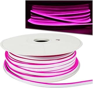 Mangueira LED 50m Rosa Neon 120 LEDs/m 8mm 6x12, Alto Brilho, Iluminação para Fachadas e Eventos