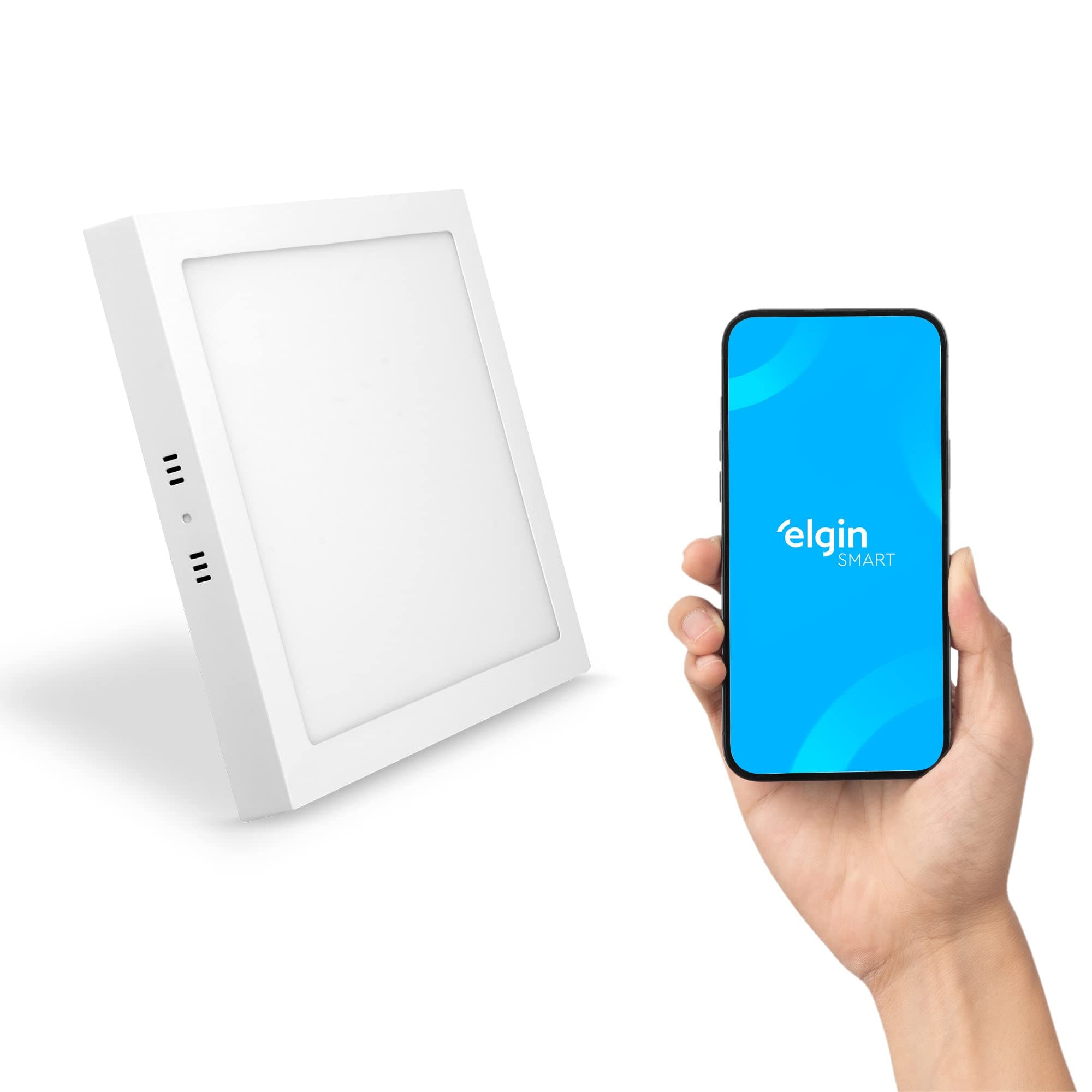 Luminária LED Inteligente 24W 3000-6500K Elgin Quadrada de Sobrepor Wi-Fi Bivolt Compatível com Alexa e Google Home