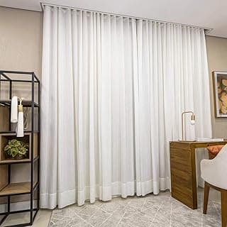 Cortina Gaze Linho 6,00x2,60 Com Blackout Trilho Duplo Off White