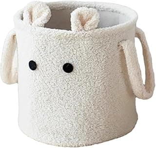 Cesto para brinquedos de cachorro branco com formato de coelho