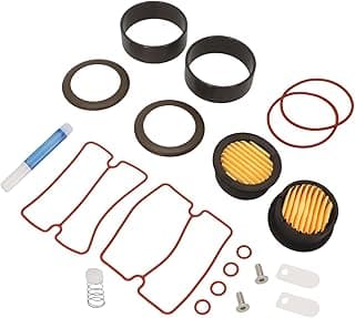 Kit de reparo de compressor de ar de óleo com 20 peças, incluindo anéis, filtros, juntas e parafusos.