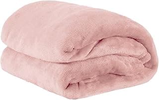 Cobertor queen de microfibra fleece cor rosa com toque aveludado